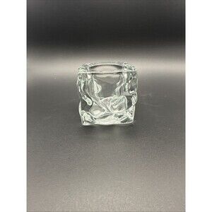 Vintage KIG Indonesia Glass Square Candle Holder  Cube